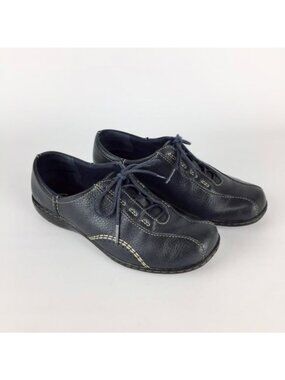 Clarks Womens Viola Blue Leather Lace Up Oxfords Comfort Walking Shoes size 7